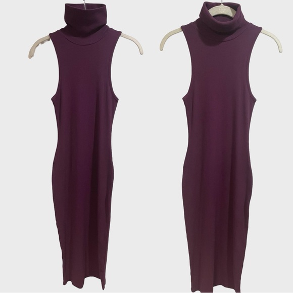 Zara Plum High neck Ribbed Bodycon Maxi Dress Size Small ( NWOT) - Picture 9 of 14